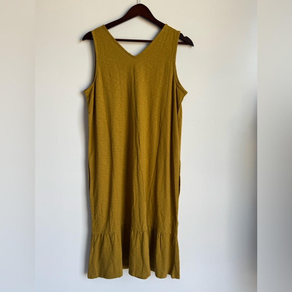 J. Jill Cotton Modal‎ sleeveless knit midi dress double V-neck flounced medium